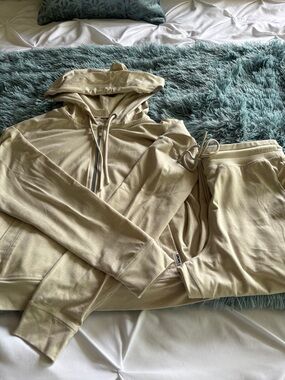 DKNY Cream Zip Hoodie and Jogger Set